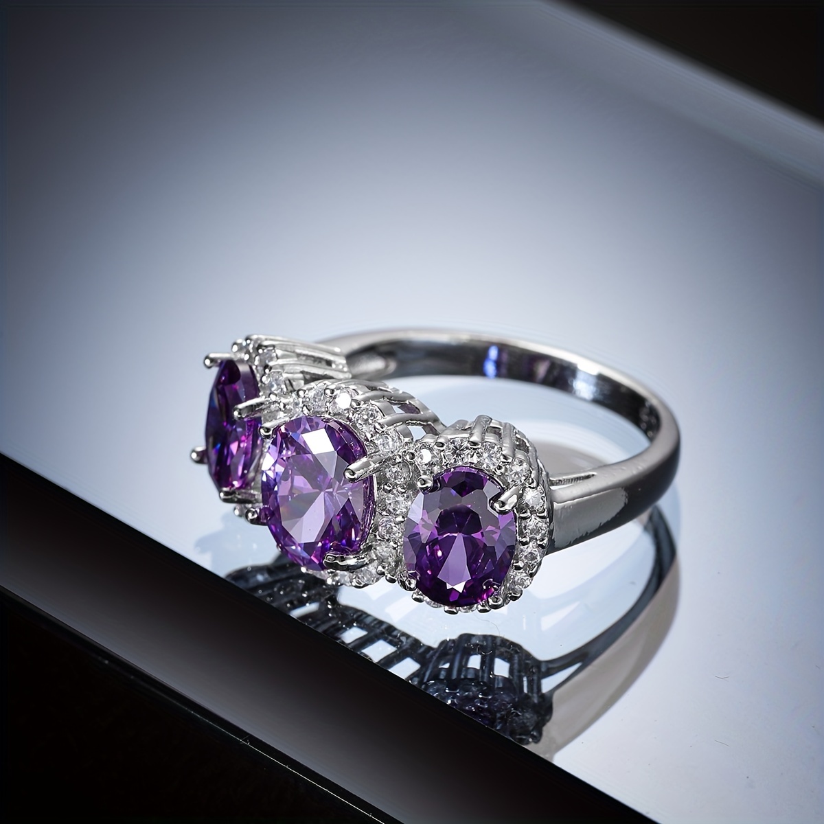 Light Purple Zirconia Proposal Ring